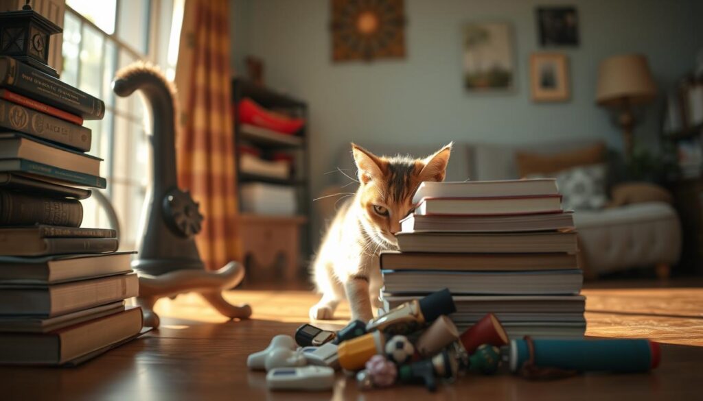 cat knocking things over