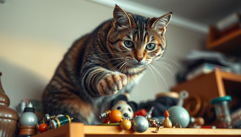 cat knocking things over